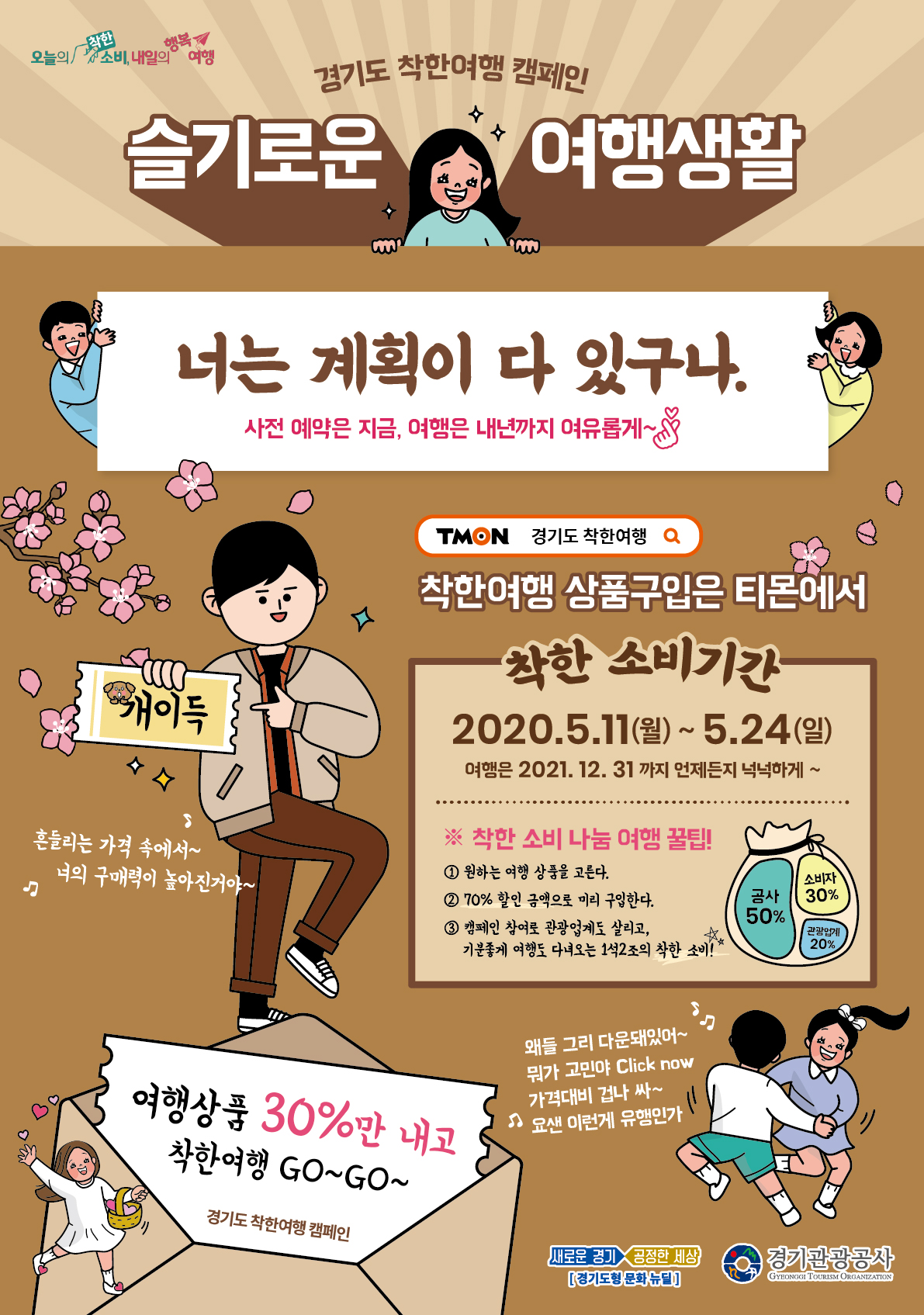 경기도 착한여행 캠페인 슬기로운 여행생활 광고 포스터 상세 설명은 하단 참조